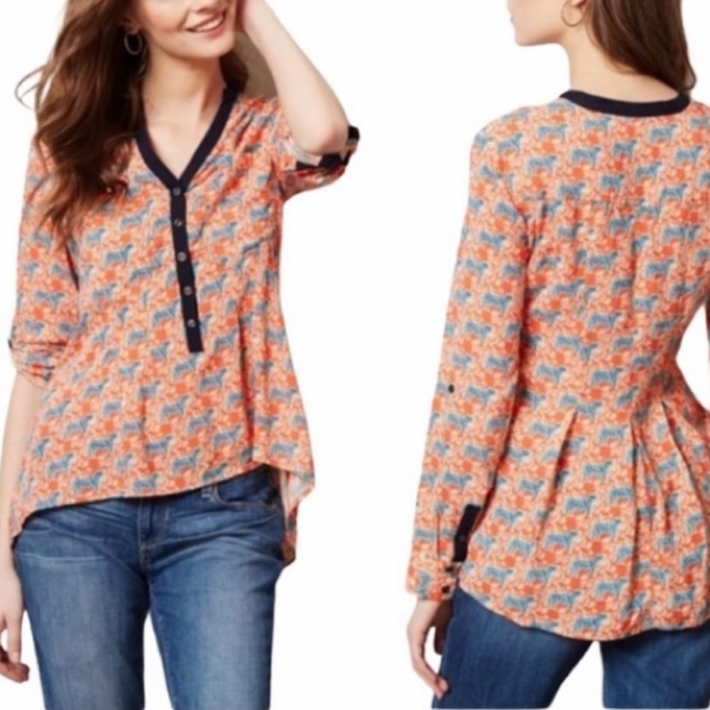 Anthropologie | Tiger Print Blouse